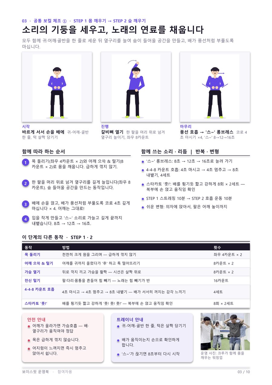 보이스핏 운영북 공통 보컬 체조 페이지